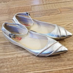 Kors Michael Kors Leather Gold Ankle Strap Flats